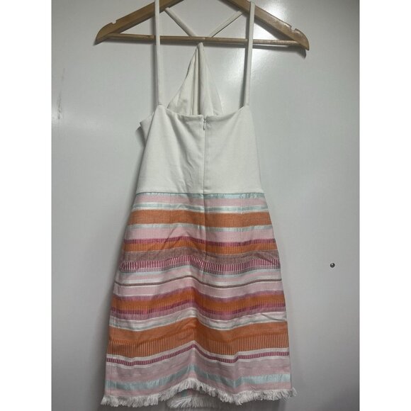 Anthropologie Hutch Kalyn Rainbow Striped Halter Mini Summer Dress Size 0 - Picture 5 of 9